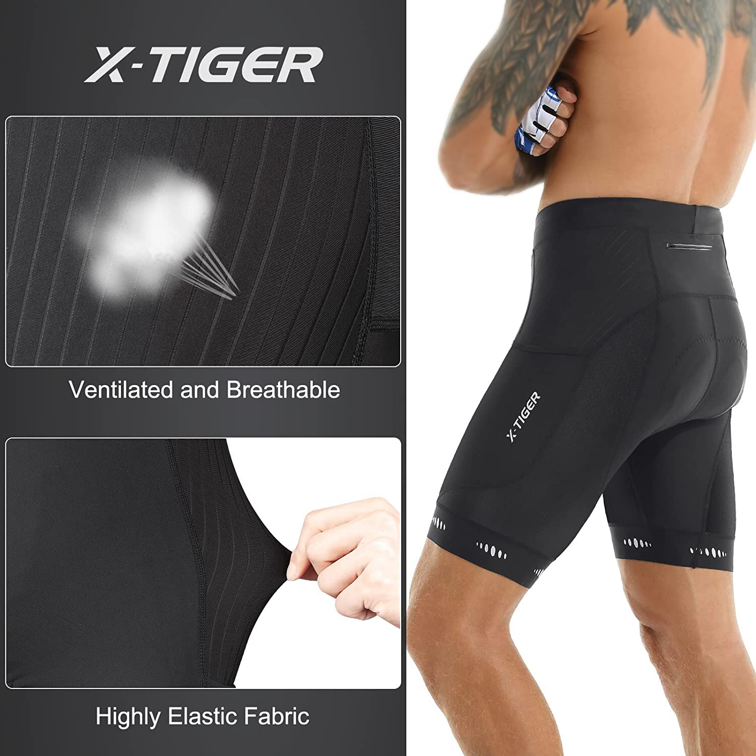 X-TIGER Men Cycling Shorts wit - Padded Cycling Shorts 5D Gel review and price