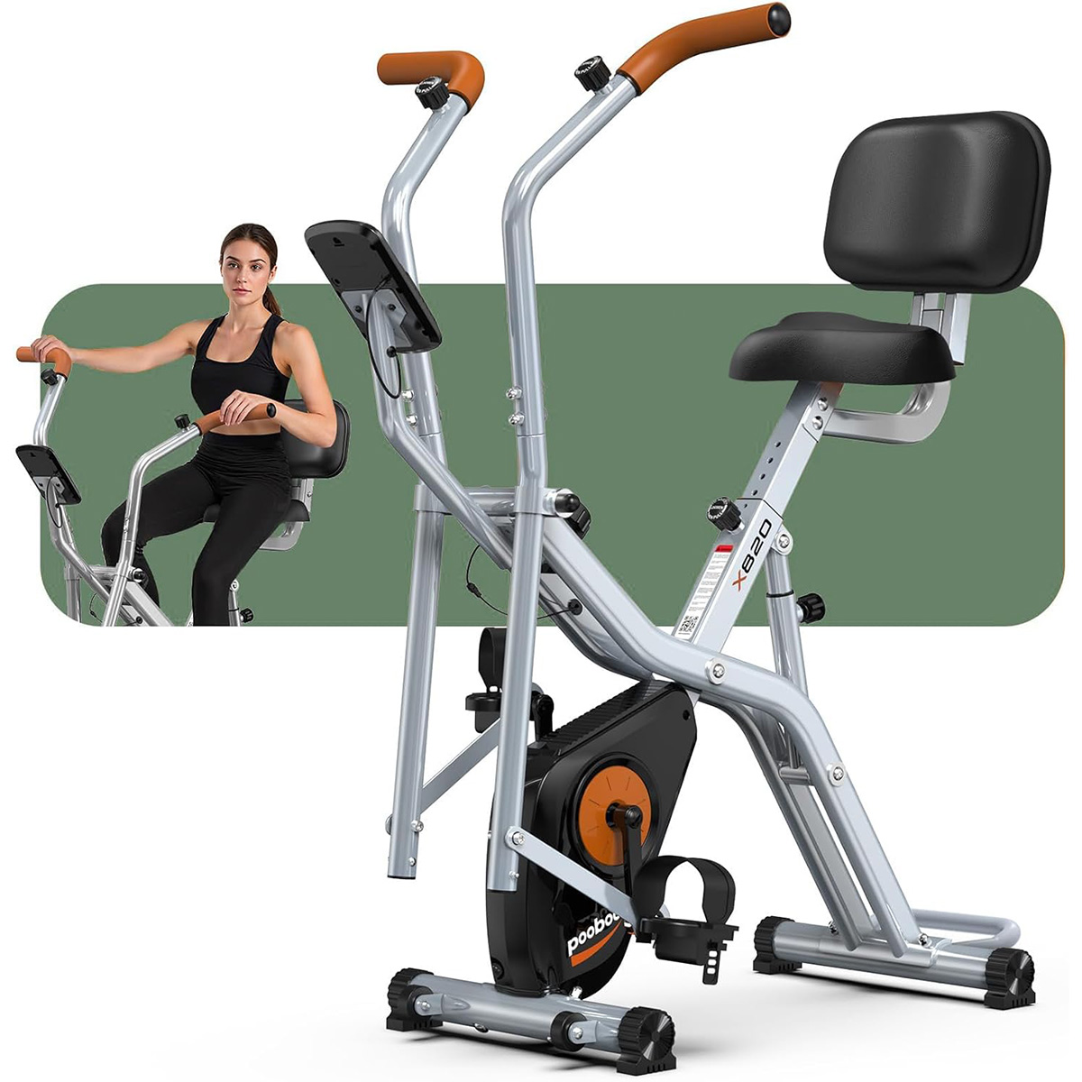 Pooboo Foldable 2-in-1 Exercis - Exercise Bike Magnetic Resistance review and price